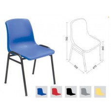 可堆疊學生員工PP塑料椅子鋼管椅 EU003 - A 型, 藍色